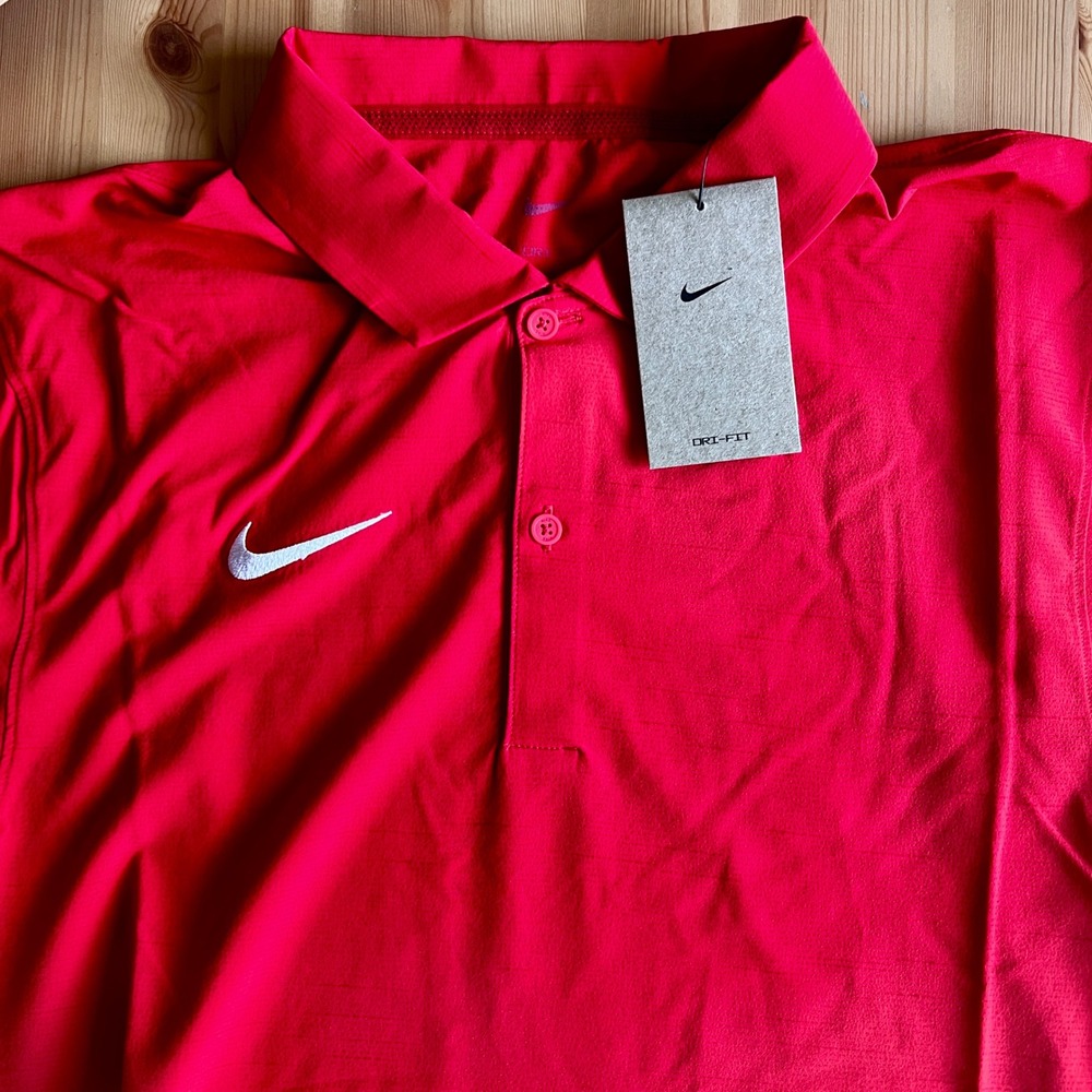 Nike Men's Dri-Fit Football Coach Sideline Red Polo‎ Shirt SZ Small NWT 0396
